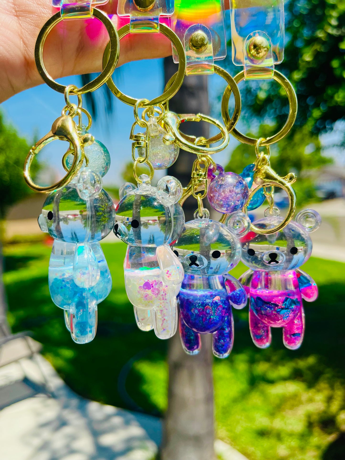 Glitter Teddy Bear Keychains 🧸🔮