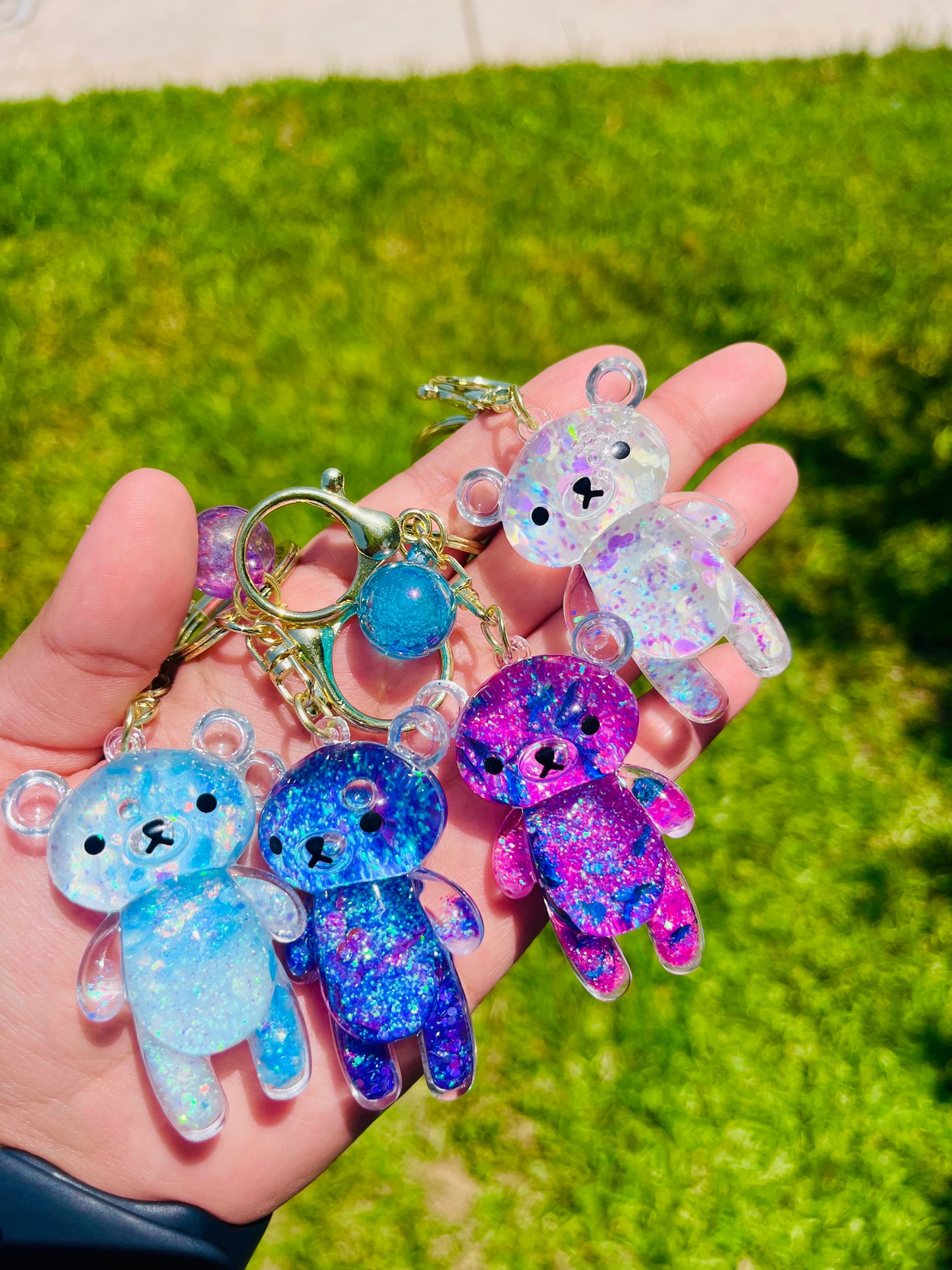 Glitter Teddy Bear Keychains 🧸🔮